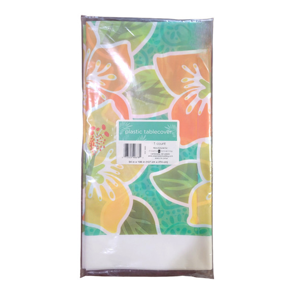 NEW Plastic Hawaiian Floral Tablecloth (54" x 108") - Picture 1 of 3